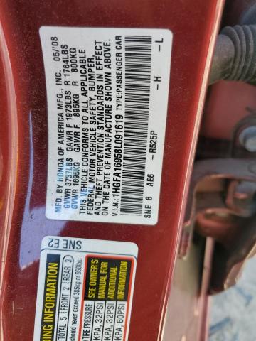 1HGFA16958L091619 - 2008 HONDA CIVIC EXL ბურგუნდია ფოტო 13