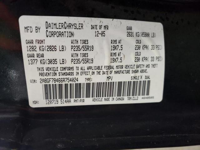 2A8GF78466R754024 - 2006 CHRYSLER PACIFICA LIMITED BLACK photo 13