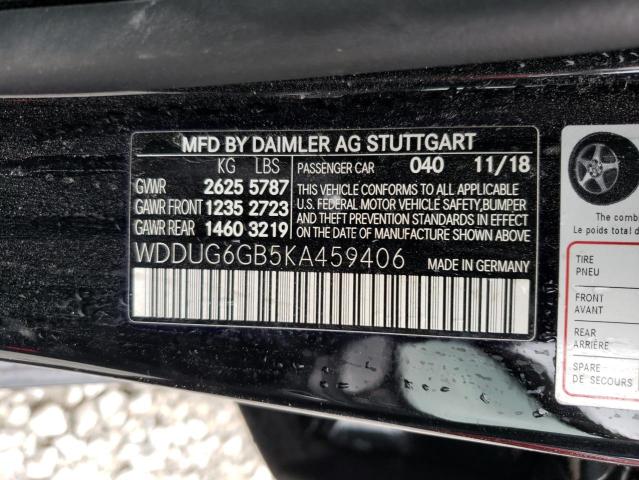 WDDUG6GB5KA459406 - 2019 MERCEDES-BENZ S 450 BLACK photo 12