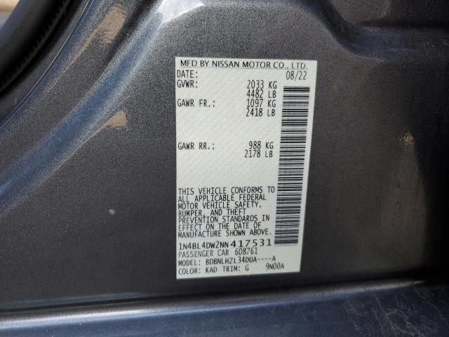 1N4BL4DW2NN417531 - 2022 NISSAN ALTIMA SV GRAY photo 12