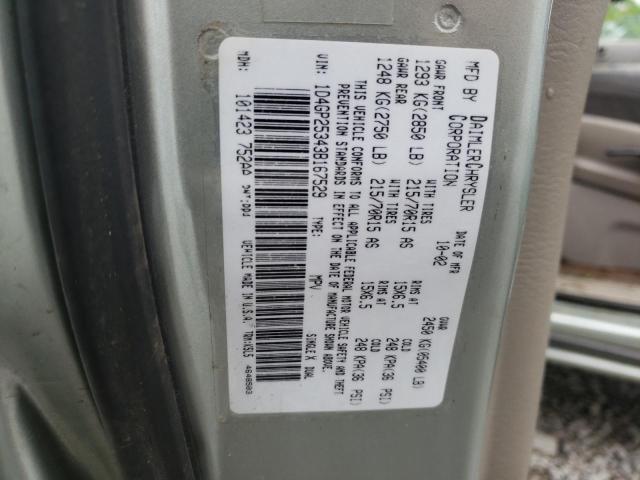 1D4GP25343B167529 - 2003 DODGE CARAVAN SE SILVER photo 10