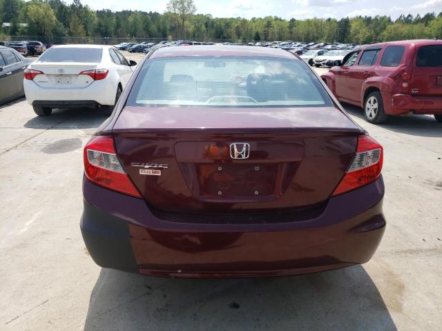 2HGFB2F58CH600754 - 2012 HONDA CIVIC LX BURGUNDY photo 6