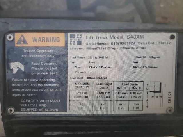 D187V28182A - 2008 HYST FORKLIFT YELLOW photo 10