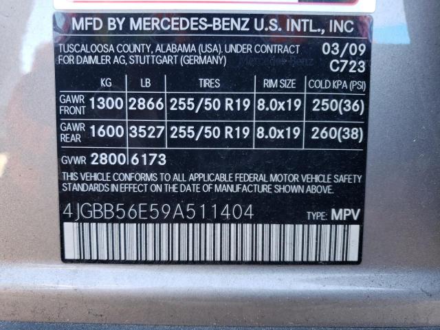 4JGBB56E59A511404 - 2009 MERCEDES-BENZ ML 350 SILVER photo 13