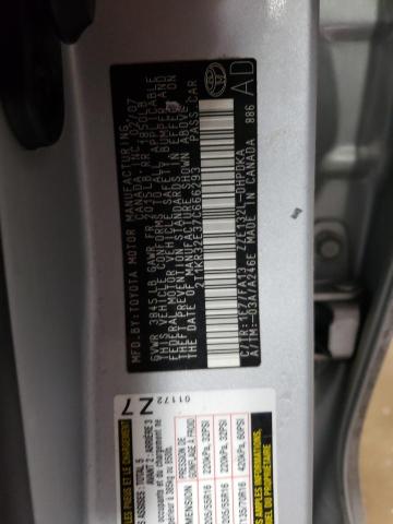 2T1KR32E37C666293 - 2007 TOYOTA COROLLA MA XR SILVER photo 12