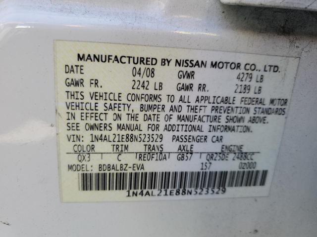 1N4AL21E88N523529 - 2008 NISSAN ALTIMA 2.5 WHITE photo 12