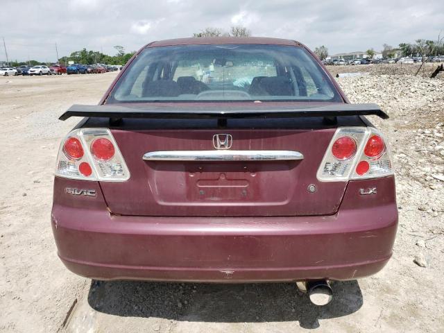 2HGES16542H587019 - 2002 HONDA CIVIC LX RED photo 6