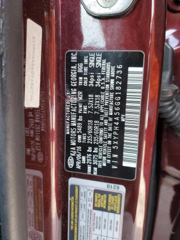 5XYPH4A56GG182736 - 2016 KIA SORENTO EX BURGUNDY photo 13