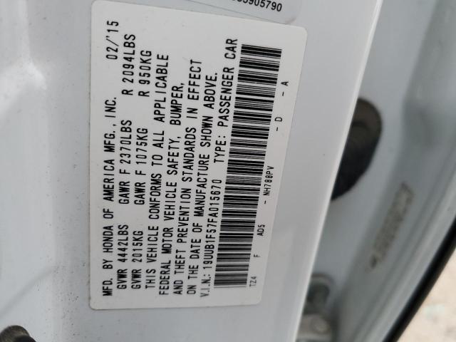 19UUB1F57FA015670 - 2015 ACURA TLX TECH WHITE photo 12