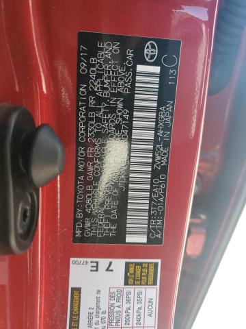 JTDKARFP2H3047149 - 2017 TOYOTA PRIUS PRIM 红色 照片 12