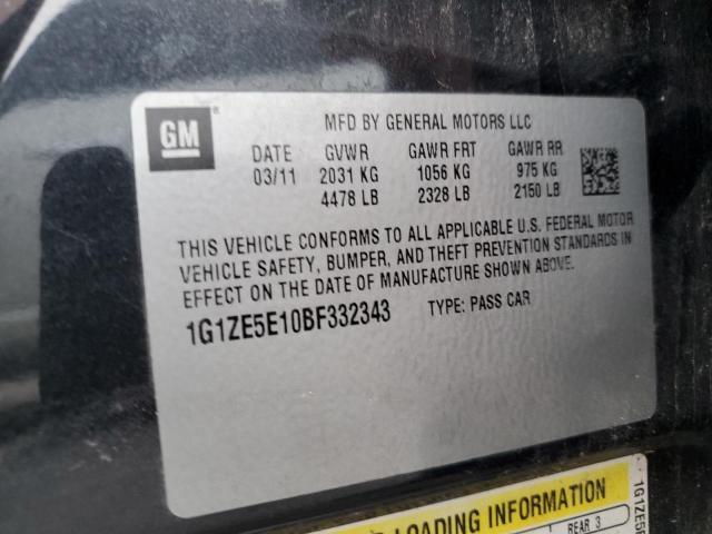 1G1ZE5E10BF332343 - 2011 CHEVROLET MALIBU LTZ შავი ფოტო 12