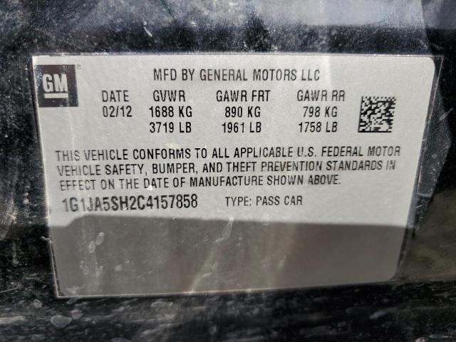 1G1JA5SH2C4157858 - 2012 CHEVROLET SONIC LS 黑色 照片 12