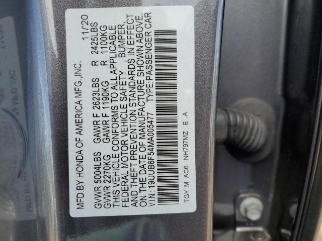 19UUB6F54MA005477 - 2021 ACURA TLX TECH A GRAY photo 12