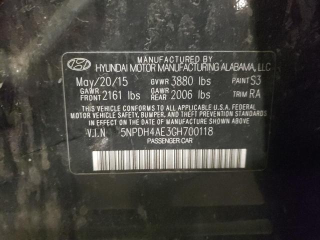 5NPDH4AE3GH700118 - 2016 HYUNDAI ELANTRA SE BLACK photo 12