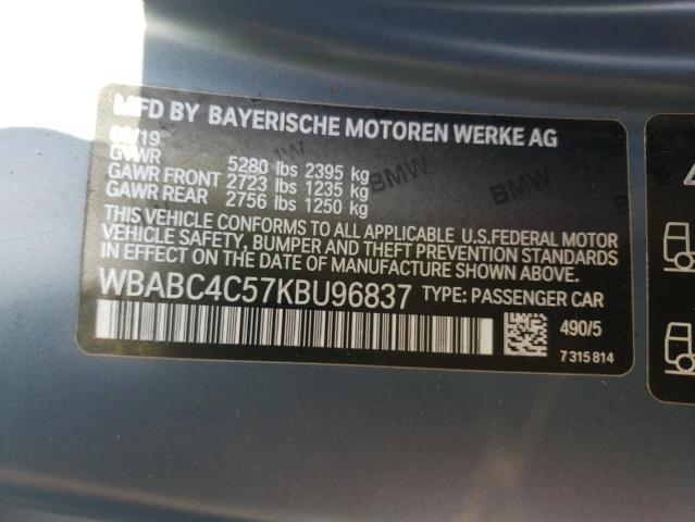 WBABC4C57KBU96837 - 2019 BMW M850XI BLUE photo 13