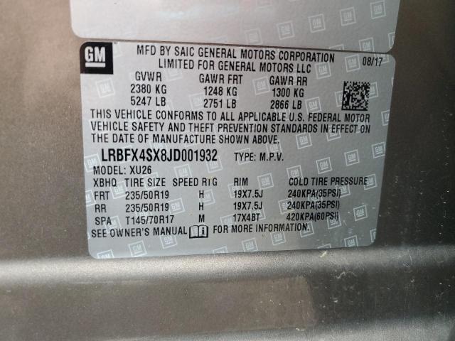 LRBFX4SX8JD001932 - 2018 BUICK ENVISION PREMIUM II BROWN photo 13