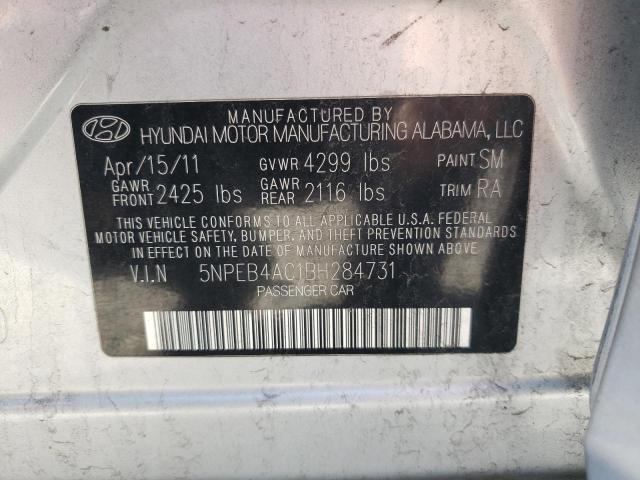 5NPEB4AC1BH284731 - 2011 HYUNDAI SONATA GLS SILVER photo 12