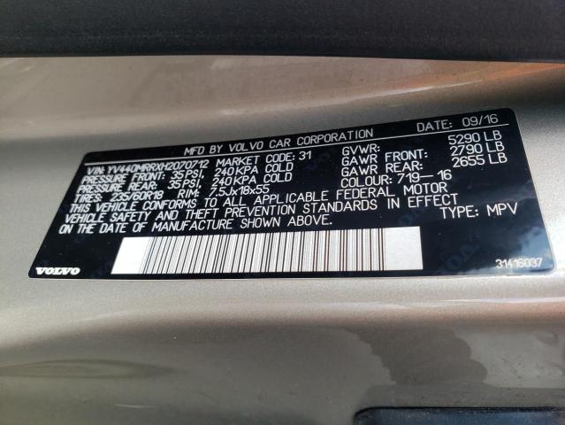 YV440MRRXH2070712 - 2017 VOLVO XC60 T5 DYNAMIC თაფლისფერი ფოტო 13