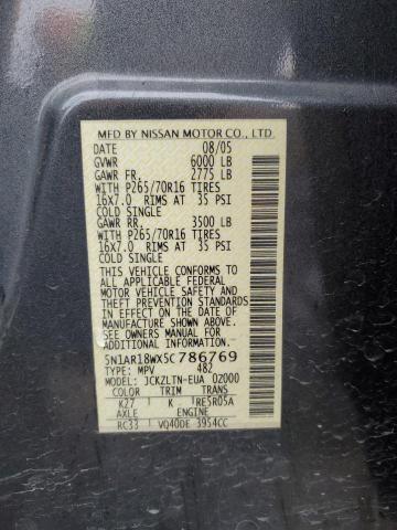5N1AR18WX5C786769 - 2005 NISSAN PATHFINDER LE 灰色 照片 14