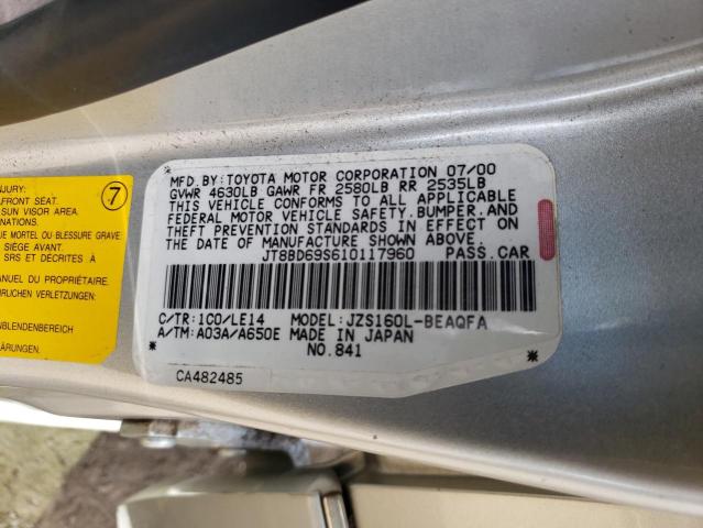 JT8BD69S610117960 - 2001 LEXUS GS 300 SILVER photo 12