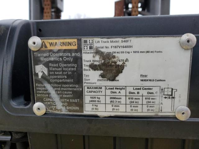 F187V16488H - 2010 HYST FORKLIFT YELLOW photo 10