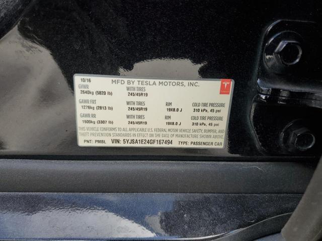 5YJSA1E24GF167494 - 2016 TESLA MODEL S Սև լուսանկար 13