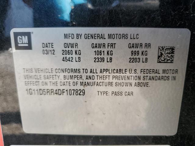 1G11D5RR4DF107829 - 2013 CHEVROLET MALIBU 1LT BLACK photo 12