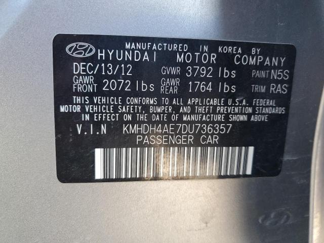 KMHDH4AE7DU736357 - 2013 HYUNDAI ELANTRA GLS SILVER photo 12