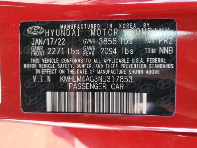 KMHLM4AG3NU317853 - 2022 HYUNDAI ELANTRA SEL RED photo 13