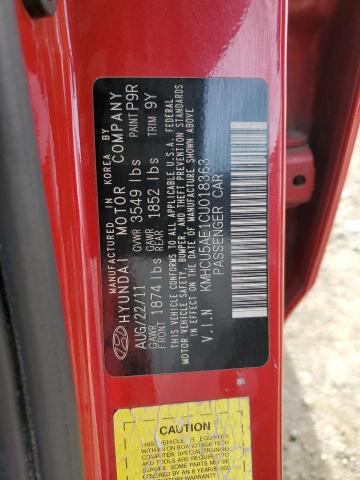 KMHCU5AE1CU018363 - 2012 HYUNDAI ACCENT GLS RED photo 12