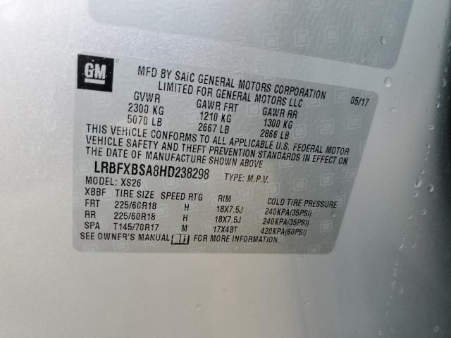 LRBFXBSA8HD238298 - 2017 BUICK ENVISION ESSENCE Արծաթագույն լուսանկար 13