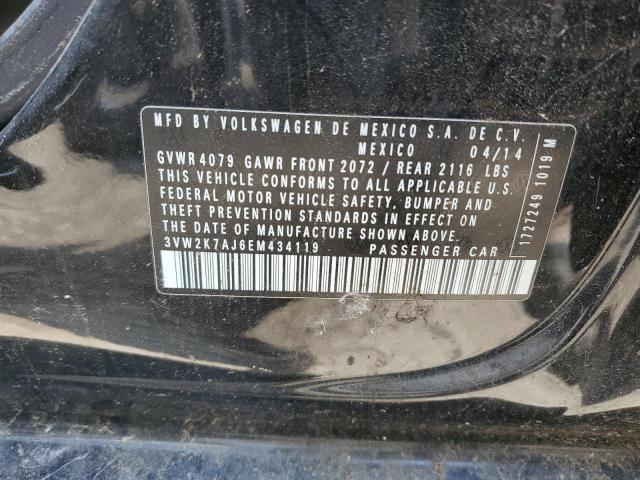 3VW2K7AJ6EM434119 - 2014 VOLKSWAGEN JETTA BASE 黑色 照片 12