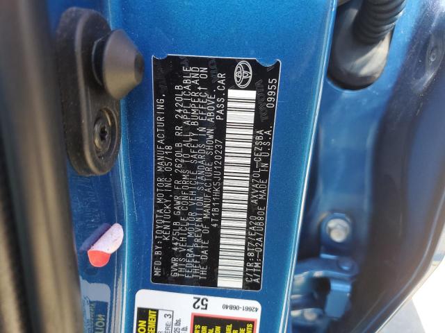 4T1B11HK5JU120237 - 2018 TOYOTA CAMRY L BLUE photo 12