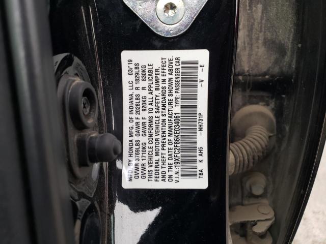 19XFC2F86KE034061 - 2019 HONDA CIVIC SPORT 黑色 照片 12
