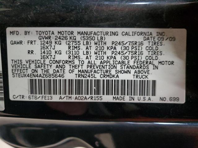 5TEUX4EN4AZ685646 - 2010 TOYOTA TACOMA ACCESS CAB მწვანე ფოტო 12