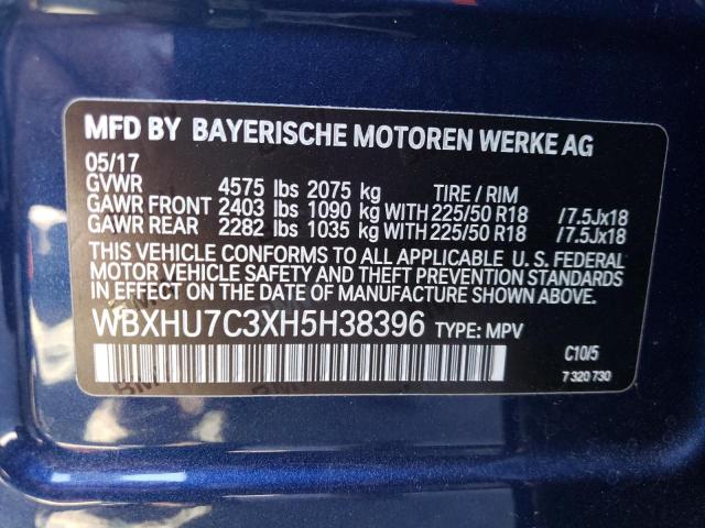 WBXHU7C3XH5H38396 - 2017 BMW X1 SDRIVE28I BLUE photo 12