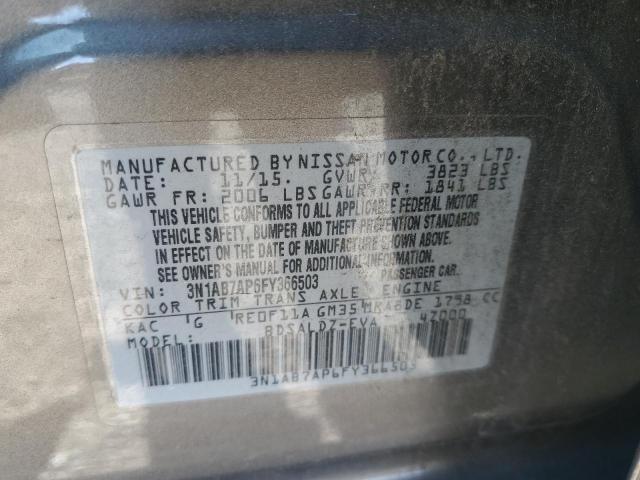 3N1AB7AP6FY366503 - 2015 NISSAN SENTRA S GRAY photo 12