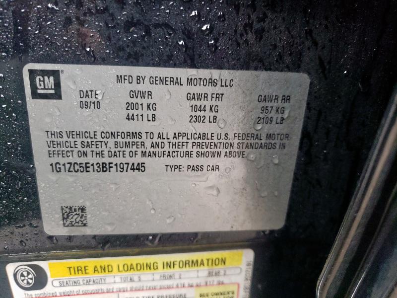 1G1ZC5E13BF197445 - 2011 CHEVROLET MALIBU 1LT BLACK photo 12