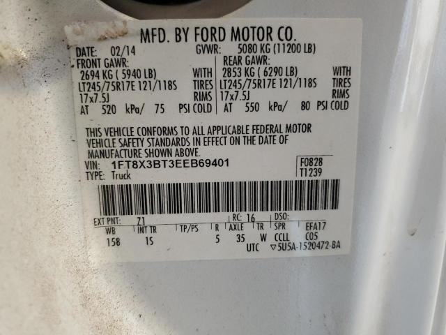 1FT8X3BT3EEB69401 - 2014 FORD F350 SUPER DUTY WHITE photo 12