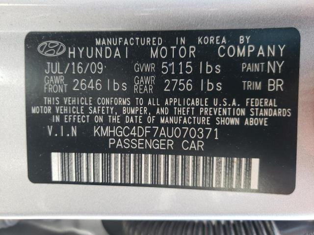 KMHGC4DF7AU070371 - 2010 HYUNDAI GENESIS 4.6L SILVER photo 12