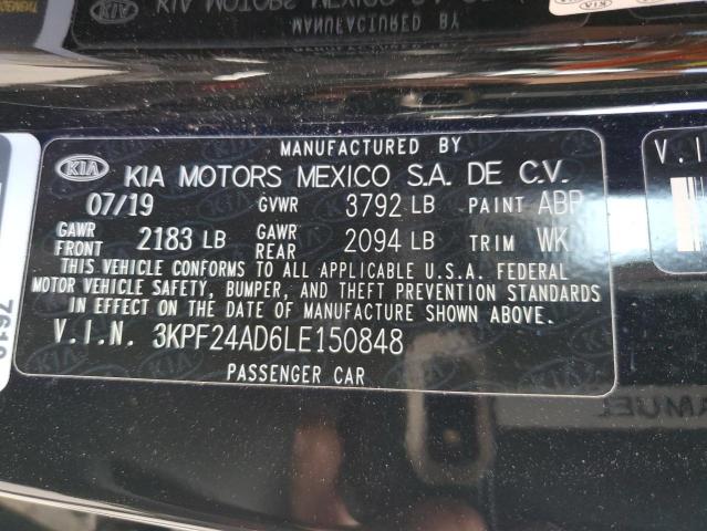 3KPF24AD6LE150848 - 2020 KIA FORTE FE BLACK photo 13