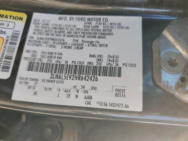 3LN6L5E92HR642426 - 2017 LINCOLN MKZ RESERVE შავი ფოტო 12