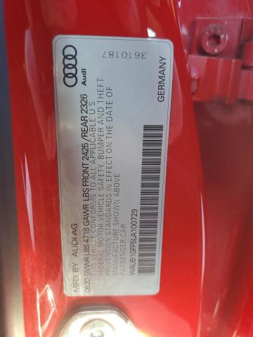 WAUB1GFF5LA100729 - 2020 AUDI S3 PREMIUM RED photo 12