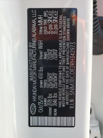 5NMJBCDE2RH342973 - 2024 HYUNDAI TUCSON SEL WHITE photo 13