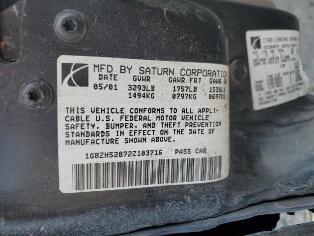 1G8ZH52872Z103716 - 2002 SATURN SL1 BLACK photo 12