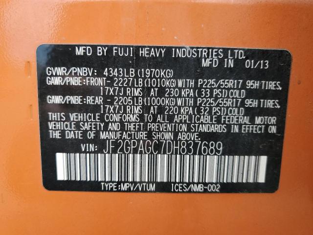 JF2GPAGC7DH837689 - 2013 SUBARU XV CROSSTR 2.0 LIMITED ORANGE photo 12