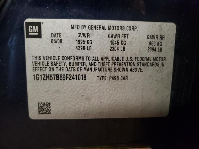 1G1ZH57B69F241018 - 2009 CHEVROLET MALIBU 1LT BLUE photo 12