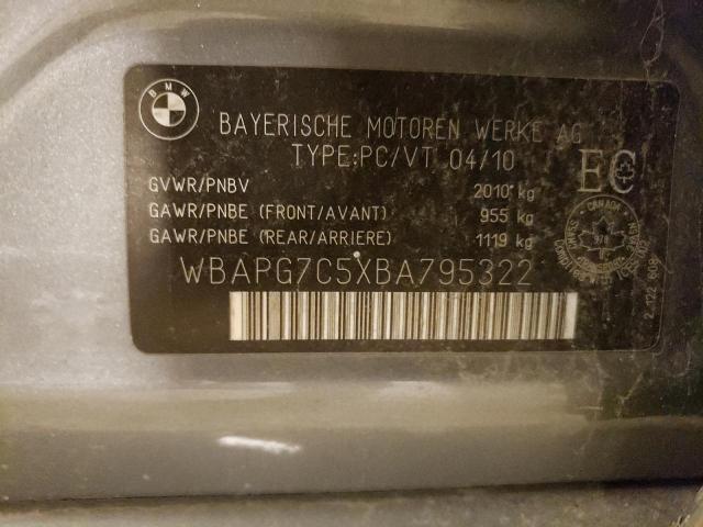 WBAPG7C5XBA795322 - 2011 BMW 3 SERIES I GRAY photo 12