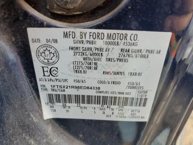 1FTSX21R98ED84338 - 2008 FORD F250 SUPER DUTY BLUE photo 12