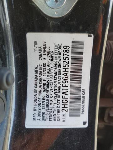 2HGFA1F96AH525789 - 2010 HONDA CIVIC EXL შავი ფოტო 12